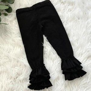 Girls adorable black triple ruffle icing leggings Size 4T